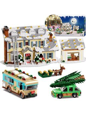 Festive Christmas Holiday Building Set - 5-in-1 Model Blocks for Creative Fun